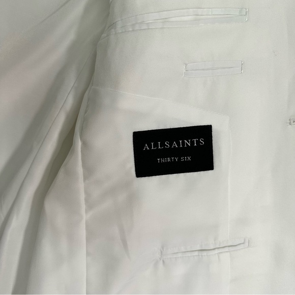 AllSaints Row Single Button Blazer SZ 36 Bone White Timeless NWOT Retail $445.00 - Picture 2 of 11